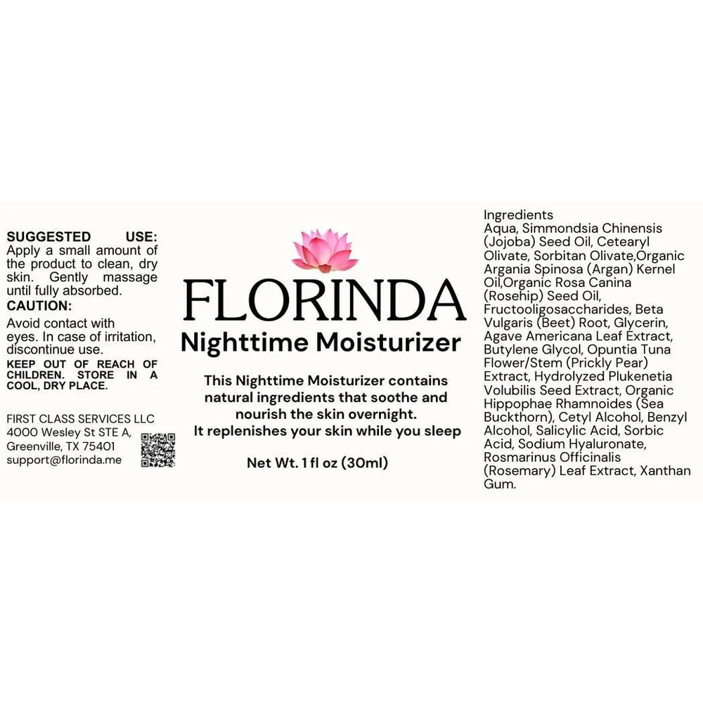 Florinda Beauty Nighttime Moisturizer 30mL